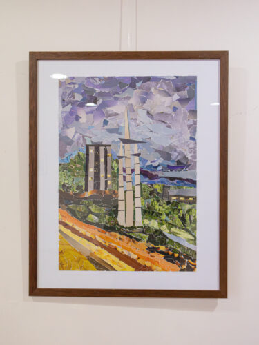 Parodos "Elektrėnai koliažuose" eksponatai.