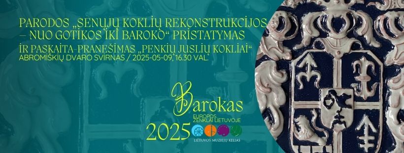 Senovinis glazūruotas koklis su heraldiniu ženklu – vienas iš eksponatų parodoje „Penkių juslių kokliai“, pristatančioje senųjų koklių rekonstrukcijas nuo gotikos iki baroko.